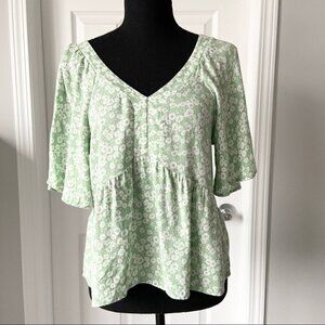 Kirious Bell Sleeve Peplum Hemline Liberty Floral  Blouse